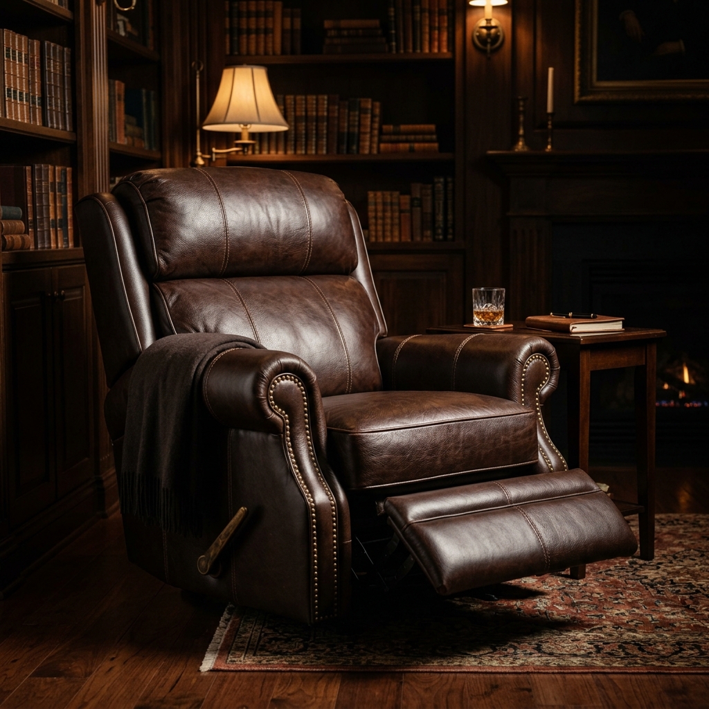 Classic Lazy Boy armchair in premium full-grain leather